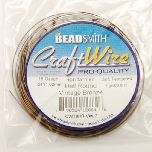 BEADSMITH 青銅色半圓線 18G